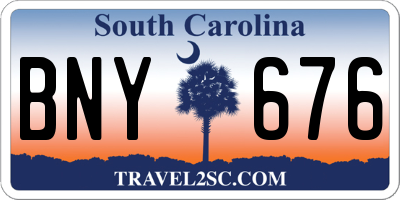 SC license plate BNY676