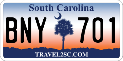 SC license plate BNY701