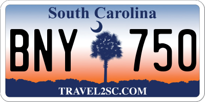 SC license plate BNY750