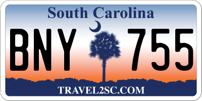 SC license plate BNY755