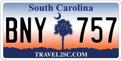 SC license plate BNY757