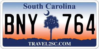 SC license plate BNY764