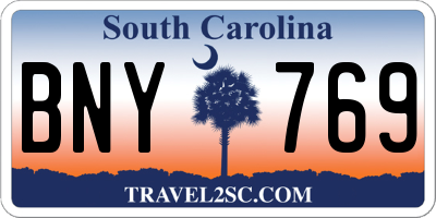 SC license plate BNY769