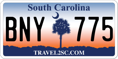 SC license plate BNY775