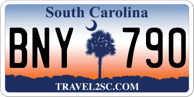 SC license plate BNY790