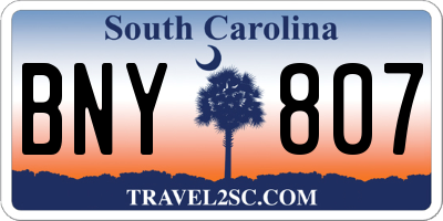 SC license plate BNY807