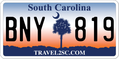 SC license plate BNY819