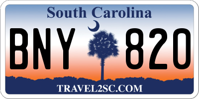 SC license plate BNY820