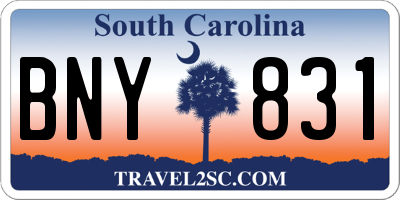 SC license plate BNY831