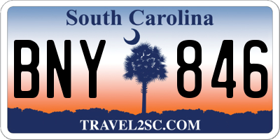 SC license plate BNY846