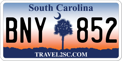 SC license plate BNY852