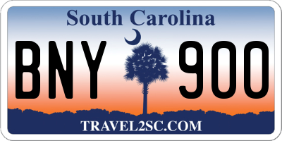 SC license plate BNY900