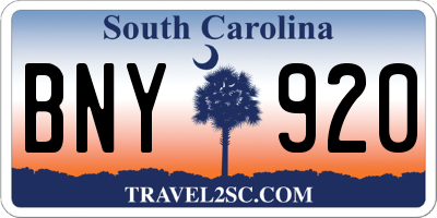 SC license plate BNY920