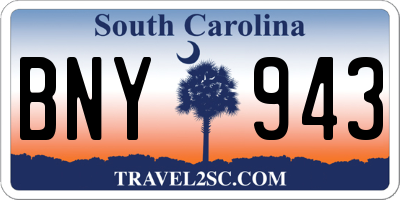 SC license plate BNY943