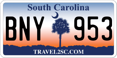 SC license plate BNY953