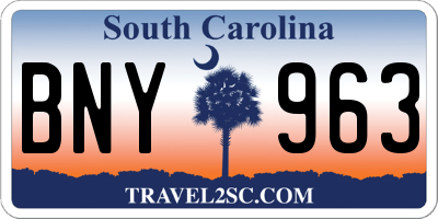 SC license plate BNY963