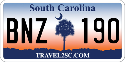 SC license plate BNZ190
