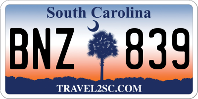 SC license plate BNZ839