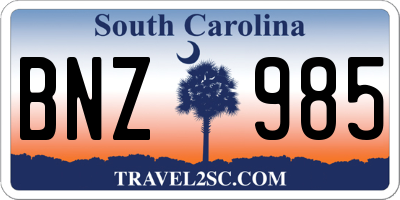 SC license plate BNZ985