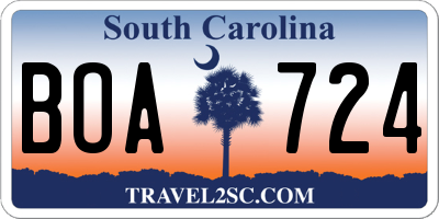 SC license plate BOA724