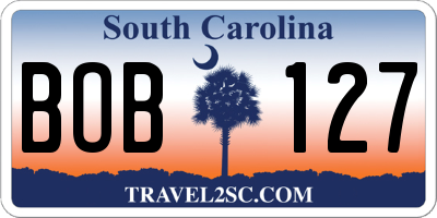 SC license plate BOB127