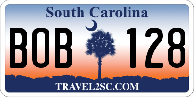 SC license plate BOB128