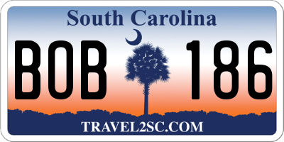 SC license plate BOB186