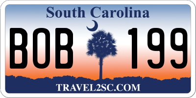 SC license plate BOB199