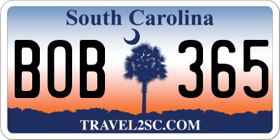 SC license plate BOB365