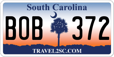 SC license plate BOB372