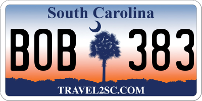 SC license plate BOB383