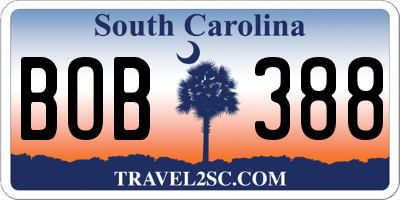 SC license plate BOB388