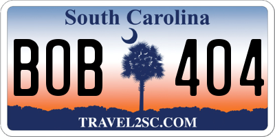 SC license plate BOB404