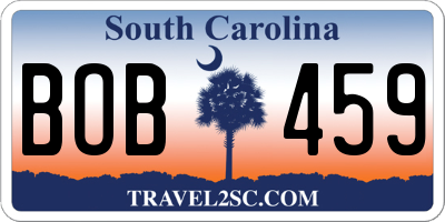 SC license plate BOB459