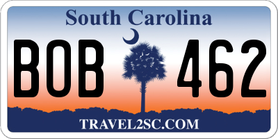 SC license plate BOB462