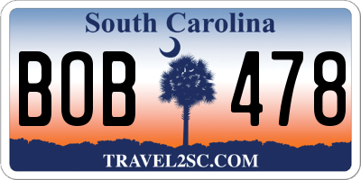 SC license plate BOB478