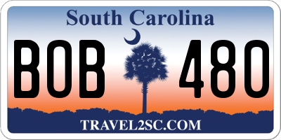 SC license plate BOB480