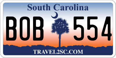 SC license plate BOB554