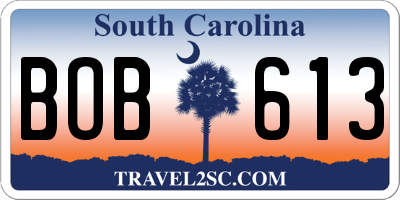 SC license plate BOB613