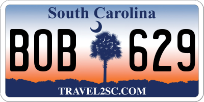 SC license plate BOB629