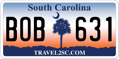 SC license plate BOB631