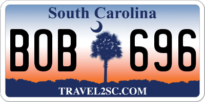 SC license plate BOB696