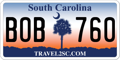 SC license plate BOB760