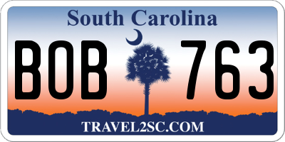 SC license plate BOB763