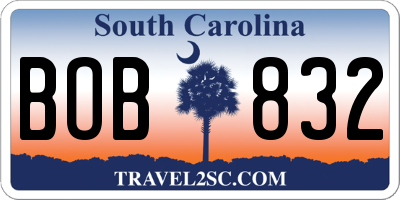 SC license plate BOB832