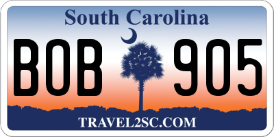 SC license plate BOB905