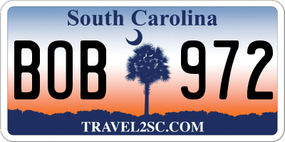 SC license plate BOB972