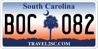 SC license plate BOC082