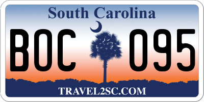 SC license plate BOC095