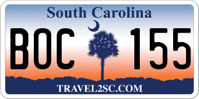 SC license plate BOC155